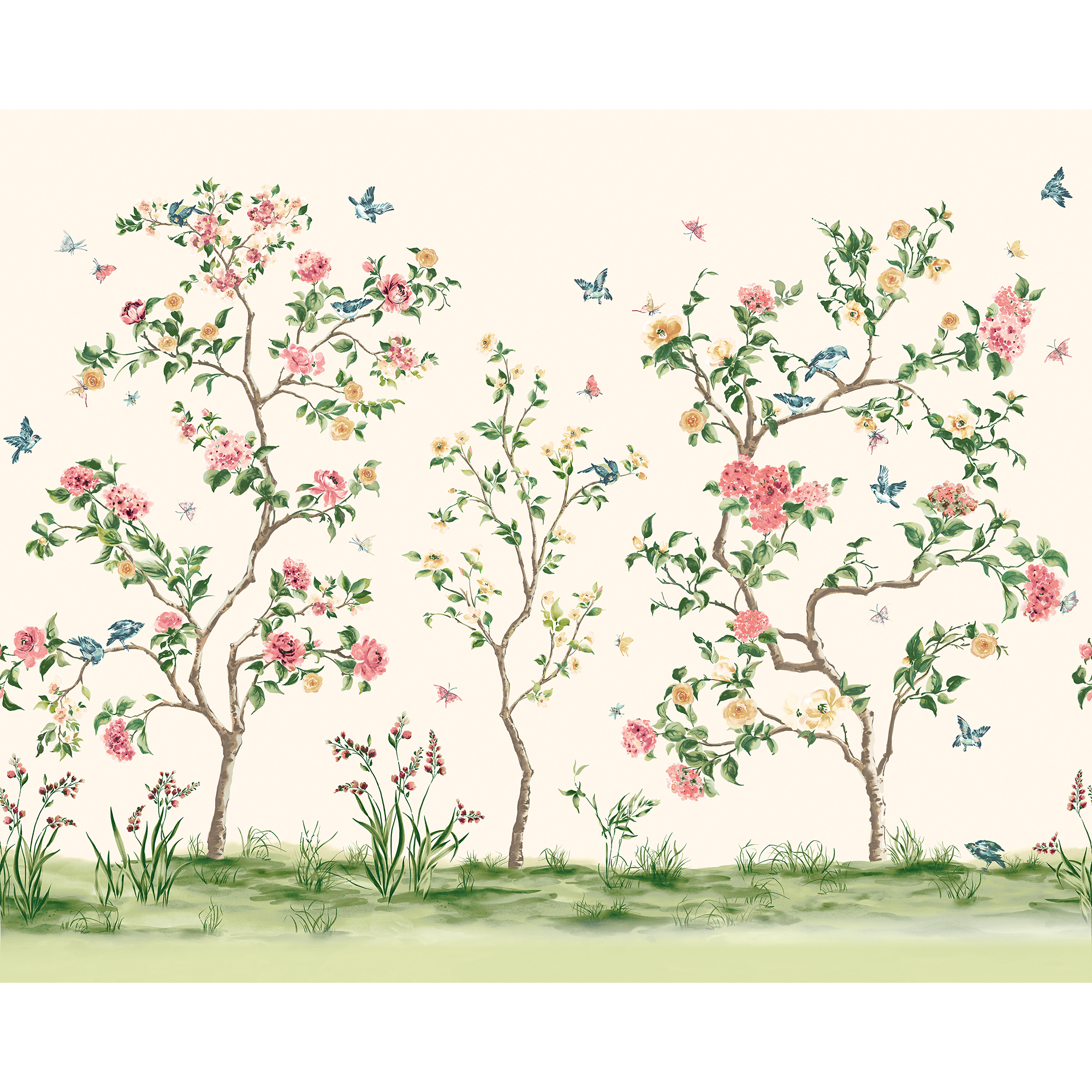 Oriental Flower Tree Cream Mural (Large) by Origin Murals
