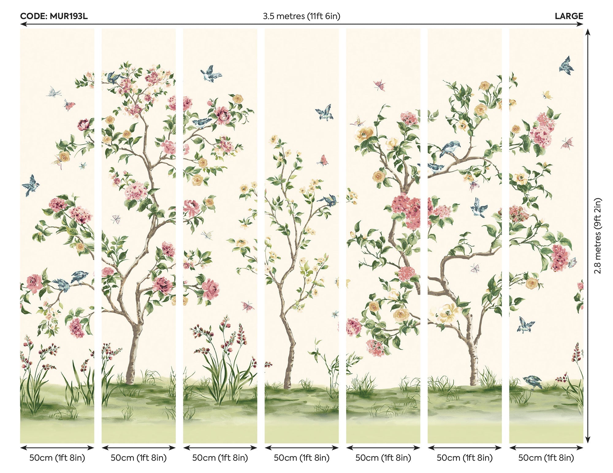 Oriental Flower Tree Cream Mural (Large) by Origin Murals
