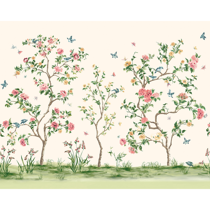 Oriental Flower Tree Cream Mural (Medium) by Origin Murals