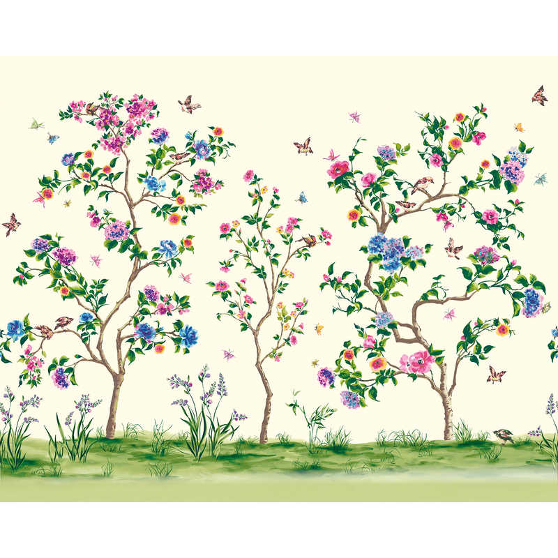 Oriental Flower Tree Ivory Mural (Medium) by Origin Murals