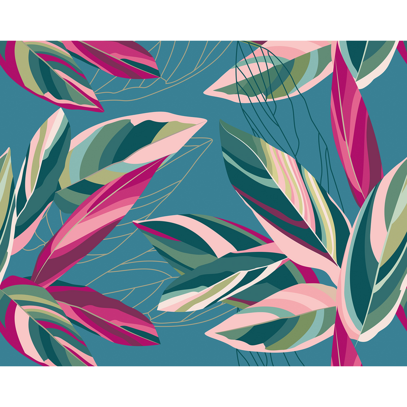 Botanical Calathea Leaves Blue Mural (Large) by Origin Murals