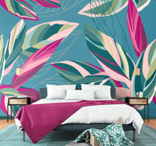 Botanical Calathea Leaves Blue Mural (Large) by Origin Murals