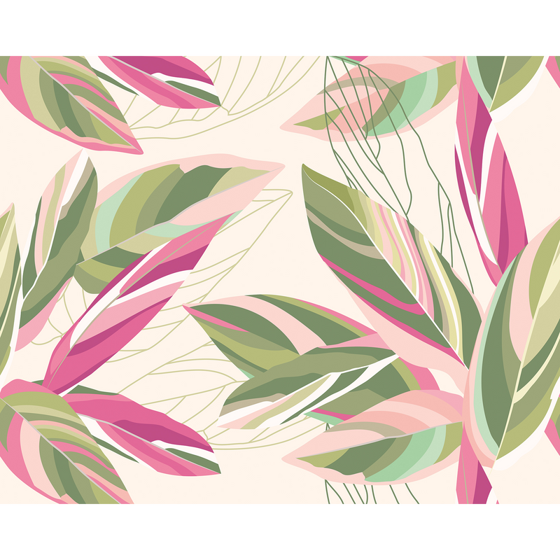 Botanical Calathea Leaves Pink Mural (Large) by Origin Murals