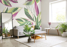 Botanical Calathea Leaves Grey Mural (Medium) by Origin Murals