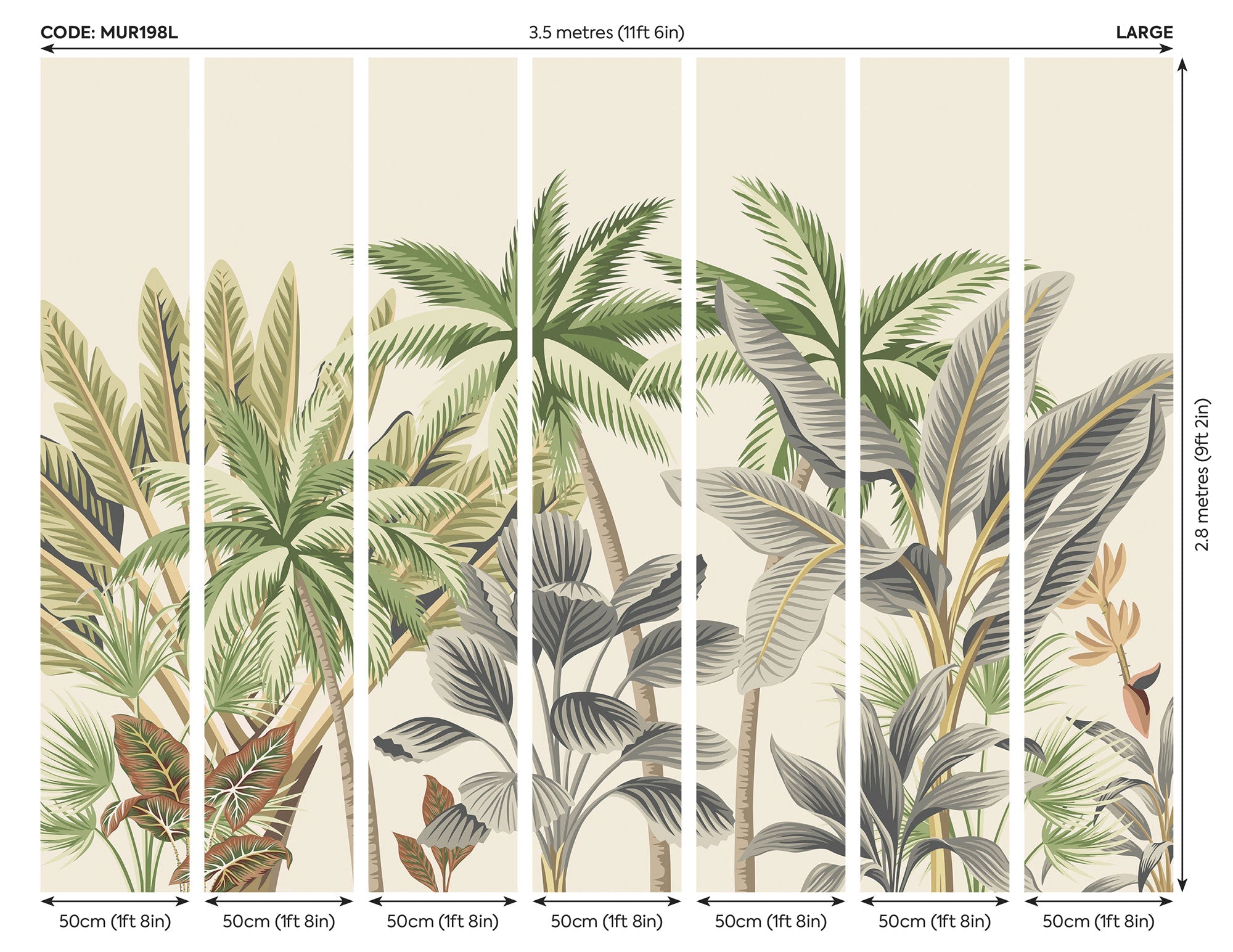 Tropical Palm Trees Natural Mural (Large) by Origin Murals
