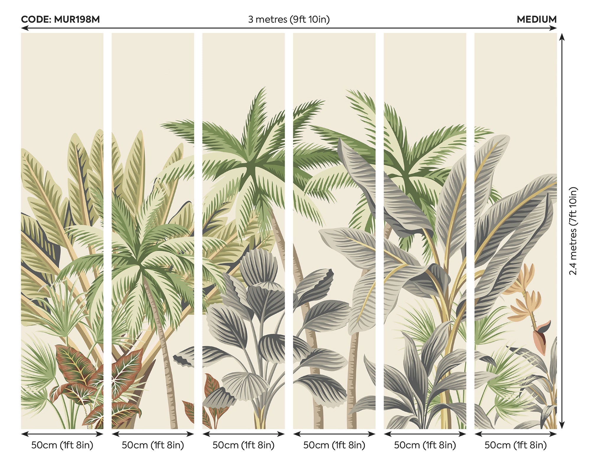 Tropical Palm Trees Natural Mural (Medium) by Origin Murals