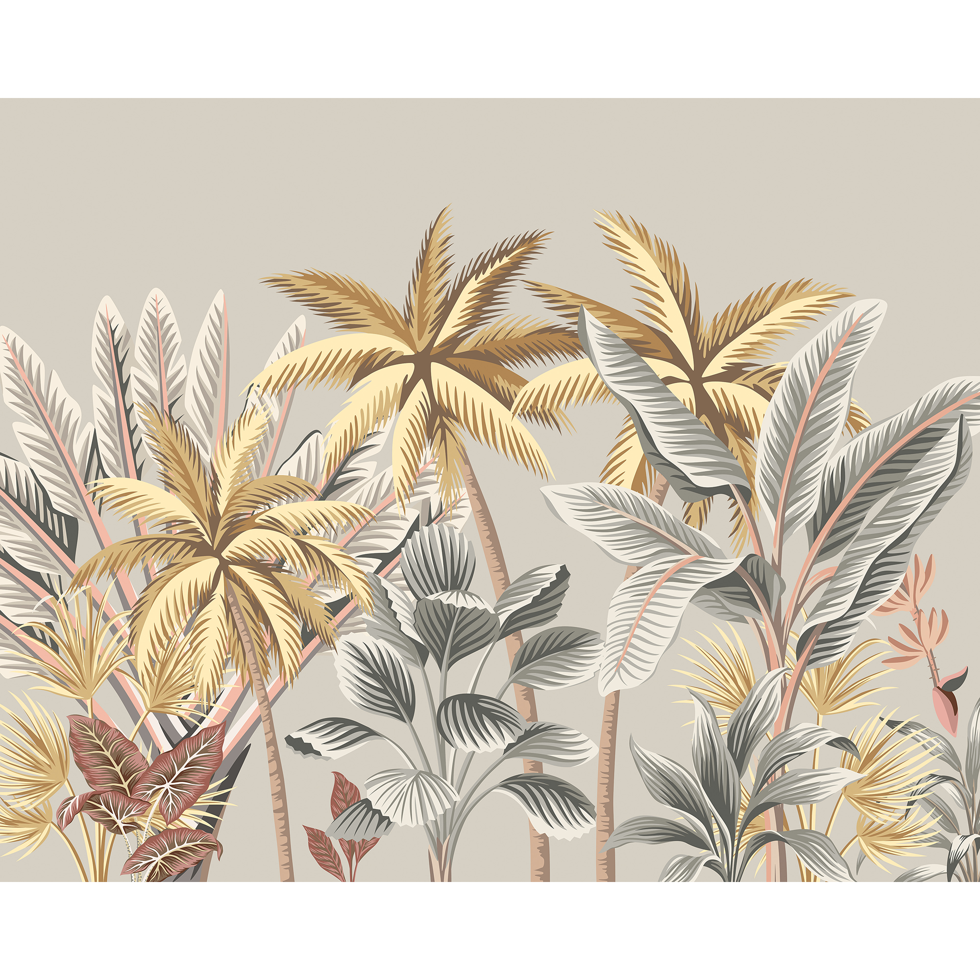Tropical Palm Trees Grey Mural (Large) by Origin Murals