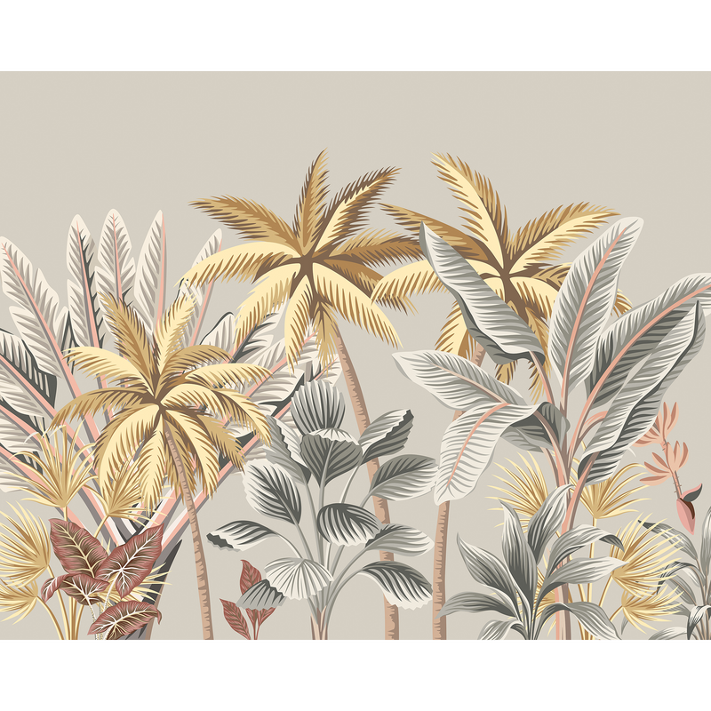 Tropical Palm Trees Grey Mural (Large) by Origin Murals