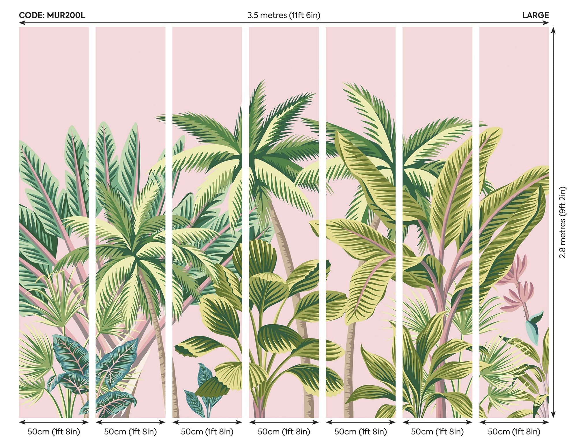 Tropical Palm Trees Pink Mural (Large) by Origin Murals