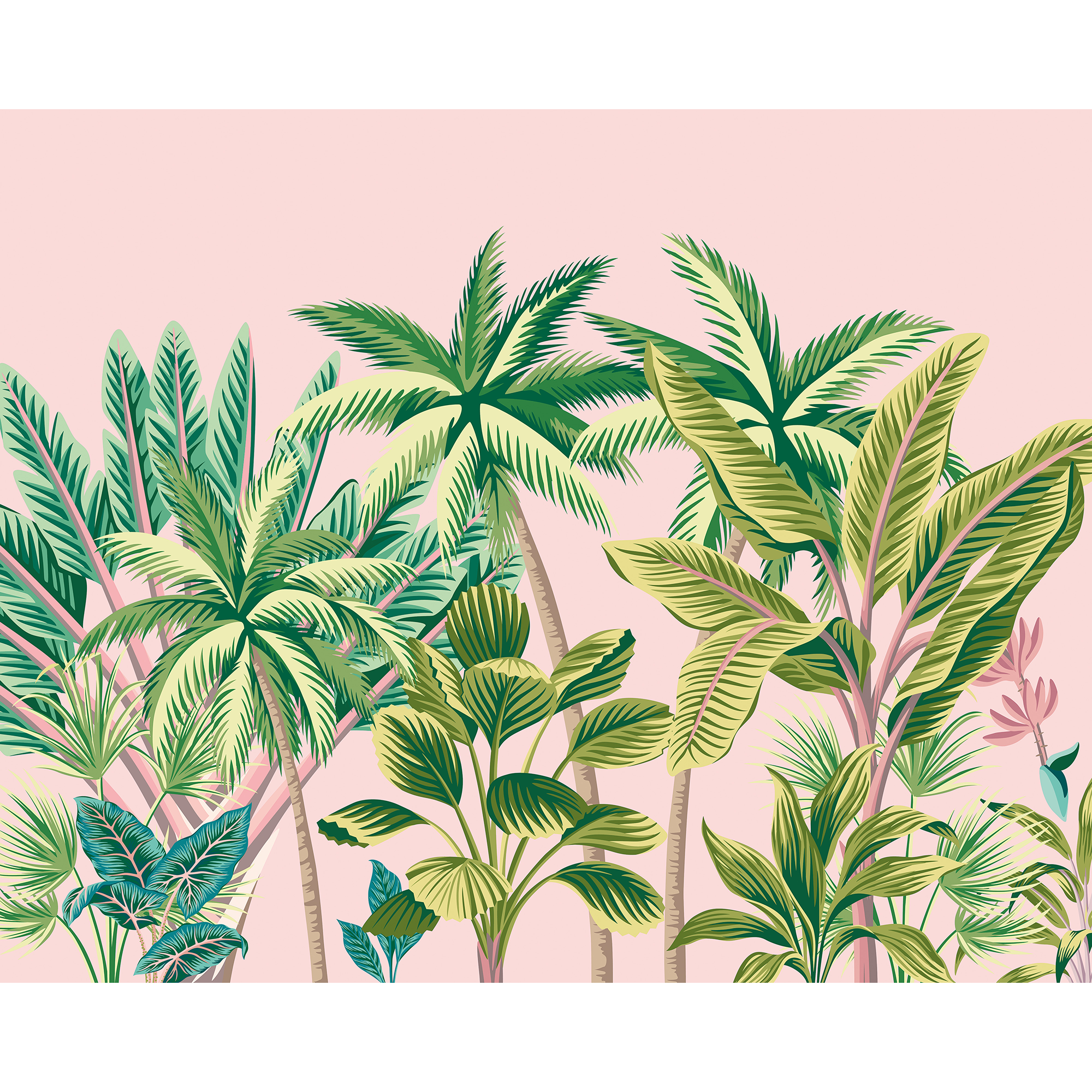 Tropical Palm Trees Pink Mural (Medium) by Origin Murals