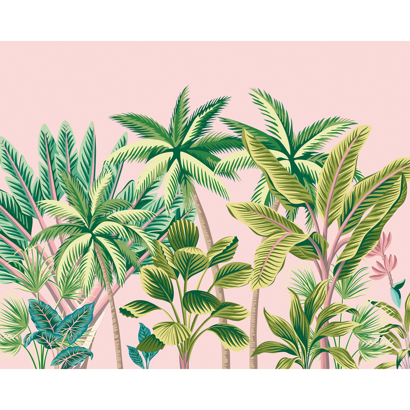 Tropical Palm Trees Pink Mural (Medium) by Origin Murals