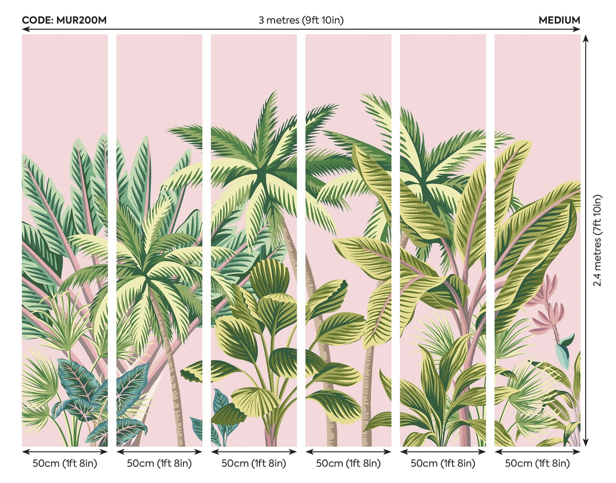 Tropical Palm Trees Pink Mural (Medium) by Origin Murals