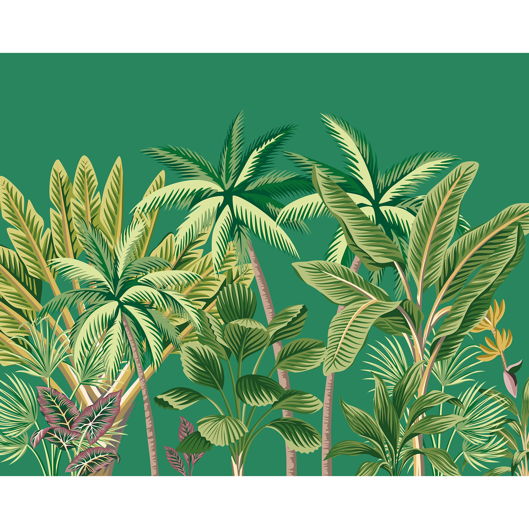 Tropical Palm Trees Green Mural (Medium) by Origin Murals