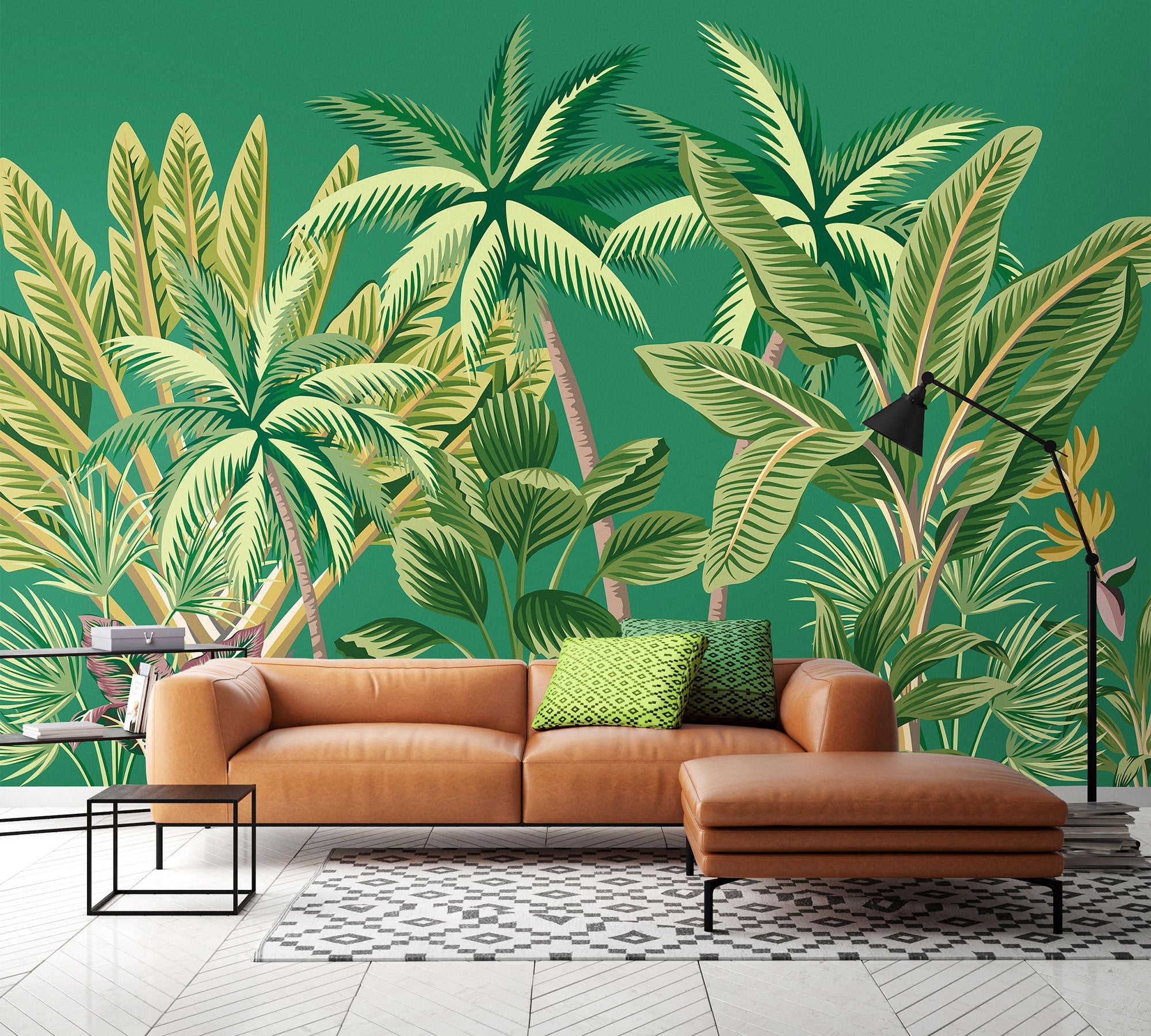 Tropical Palm Trees Green Mural (Medium) by Origin Murals