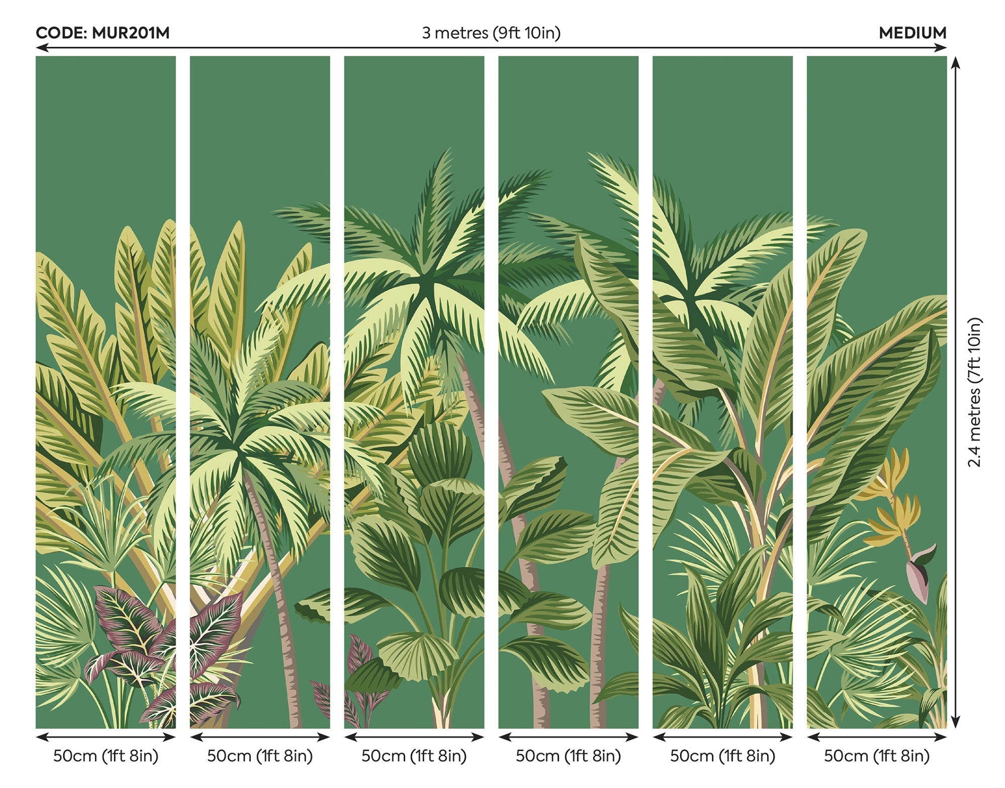 Tropical Palm Trees Green Mural (Medium) by Origin Murals