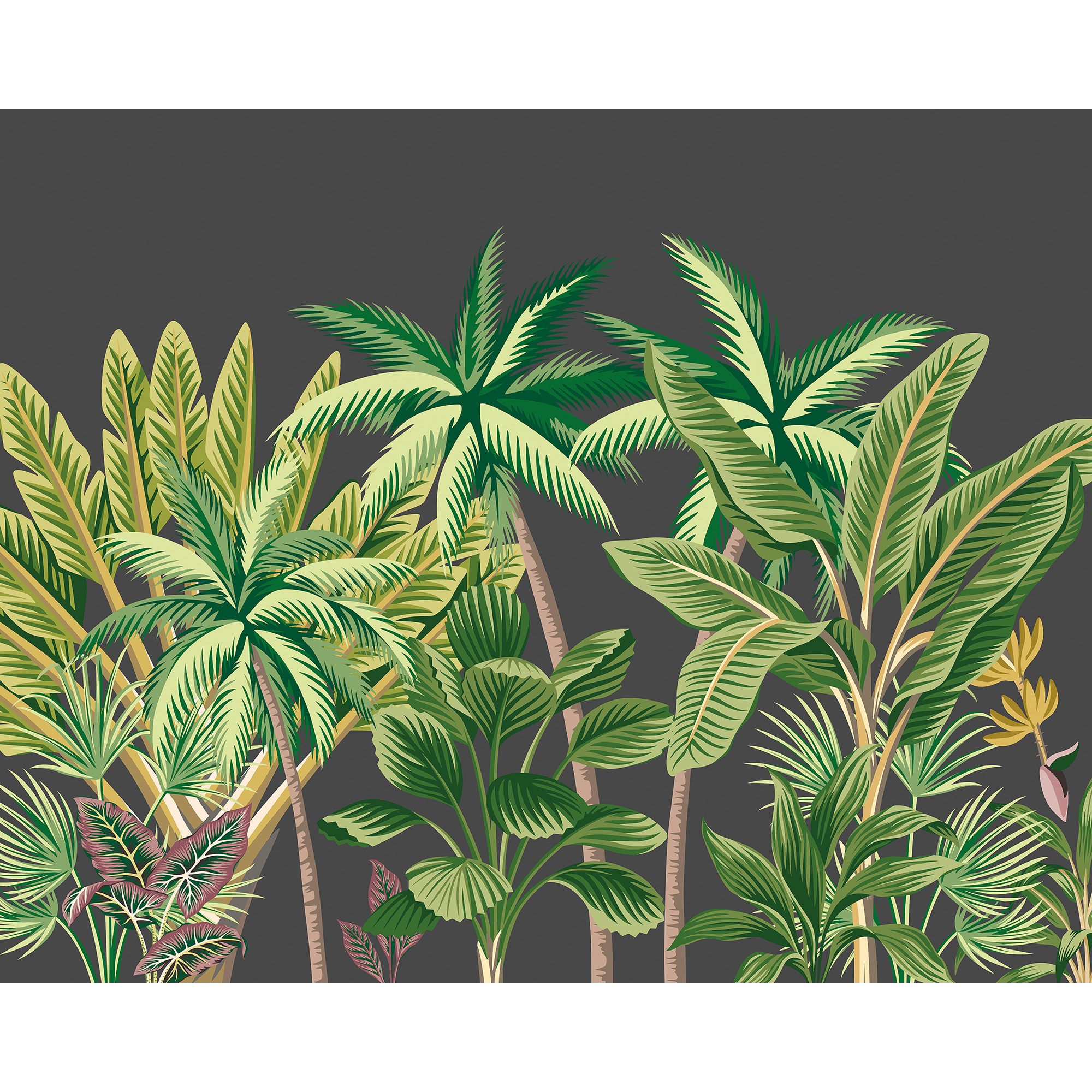 Tropical Palm Trees Black Mural (Medium) by Origin Murals