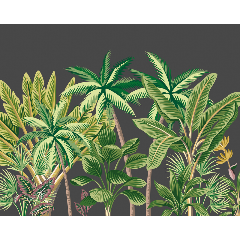 Tropical Palm Trees Black Mural (Medium) by Origin Murals