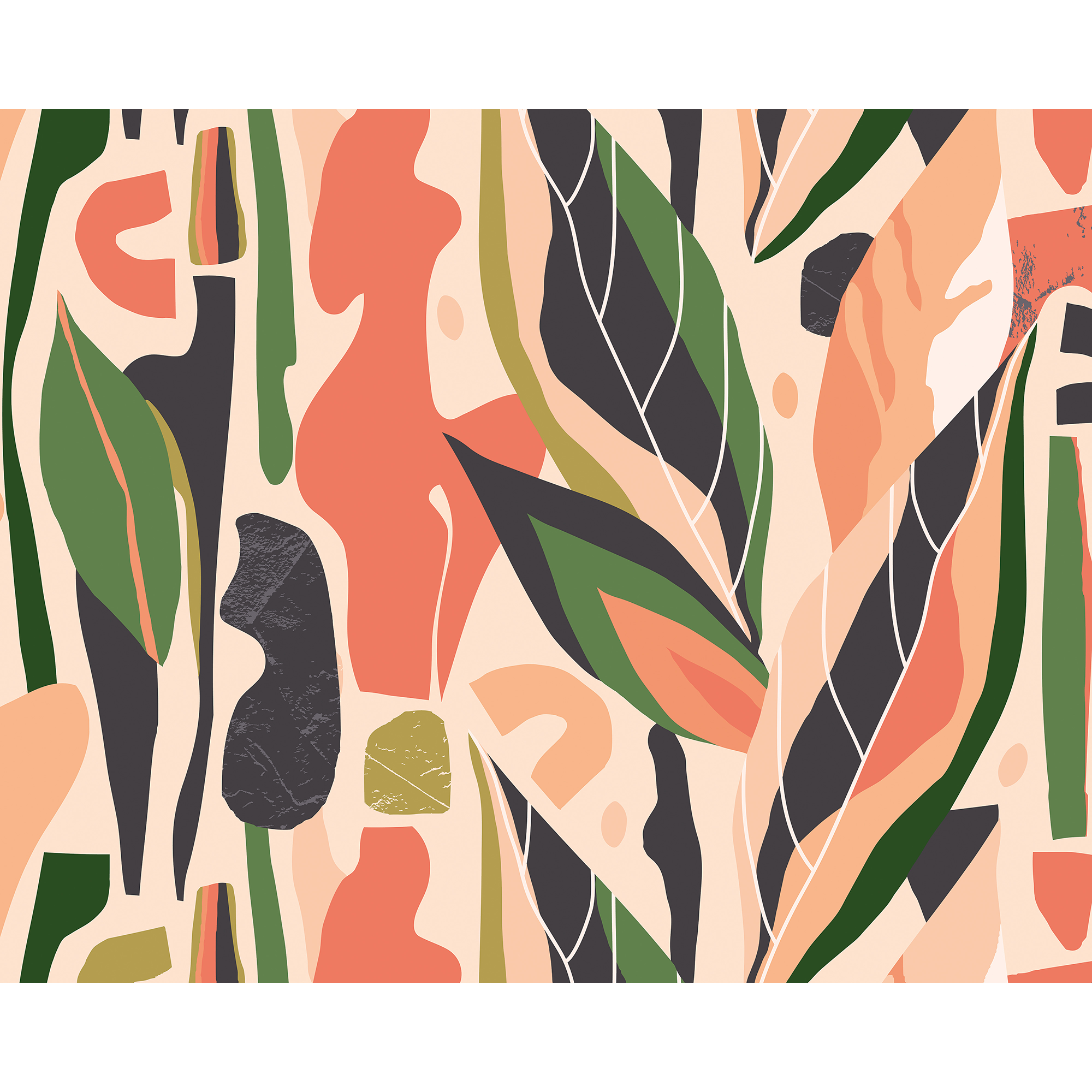 Abstract Leaf Shapes Orange Mural (Large) by Origin Murals