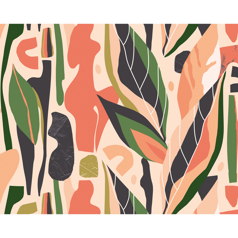 Abstract Leaf Shapes Orange Mural (Large) by Origin Murals