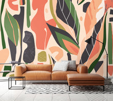 Abstract Leaf Shapes Orange Mural (Large) by Origin Murals