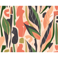 Abstract Leaf Shapes Orange Mural (Medium) by Origin Murals