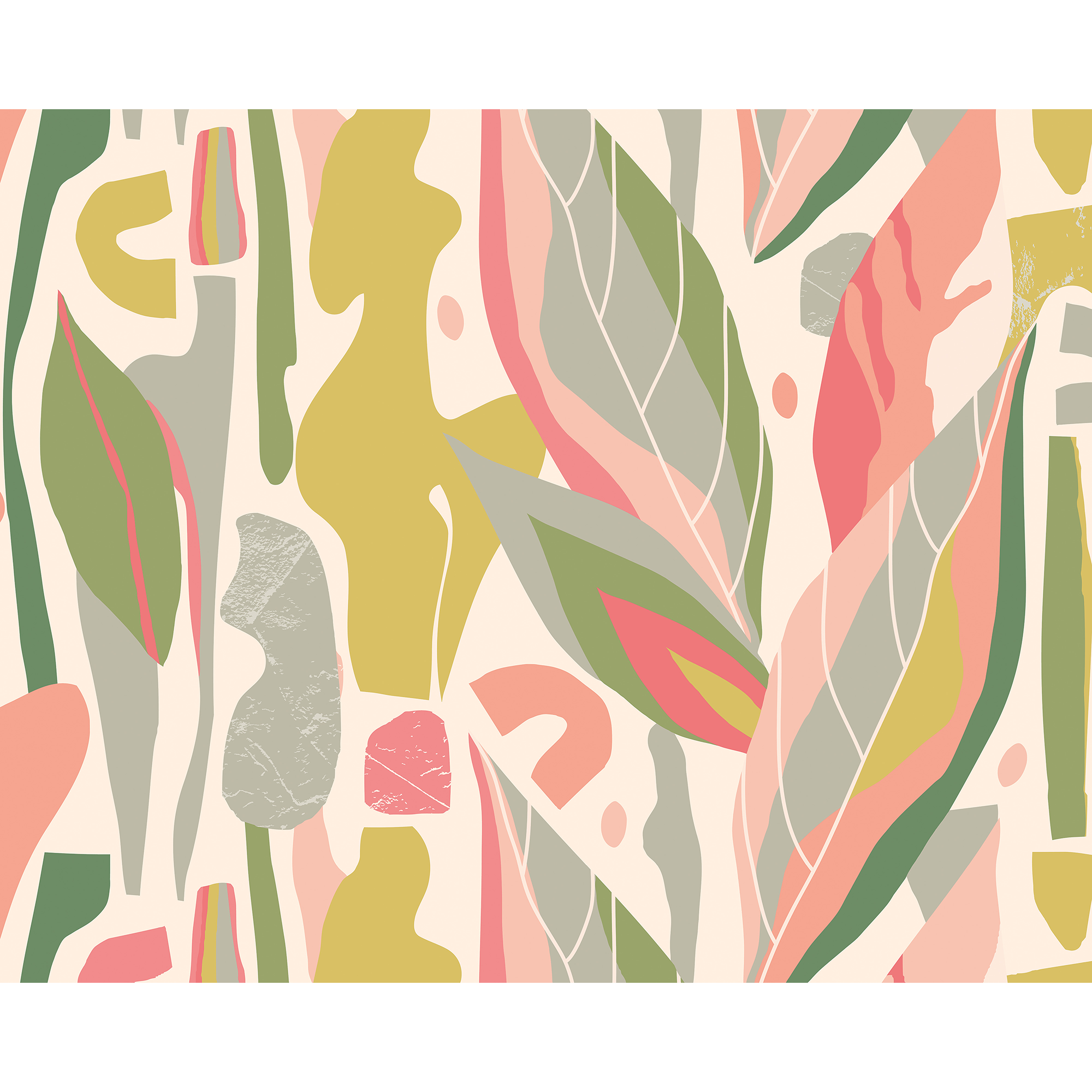 Abstract Leaf Shapes Pink Mural (Large) by Origin Murals