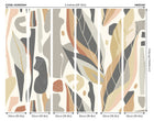 Abstract Leaf Shapes Grey Mural (Medium) by Origin Murals