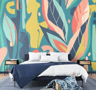 Abstract Leaf Shapes Blue Mural (Large) by Origin Murals