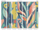 Abstract Leaf Shapes Blue Mural (Large) by Origin Murals
