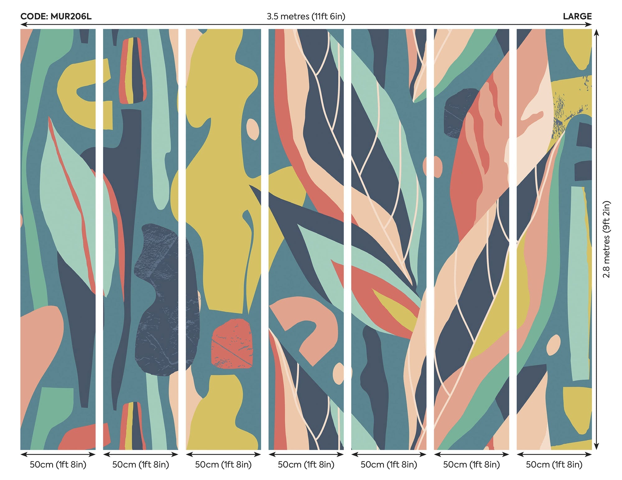 Abstract Leaf Shapes Blue Mural (Large) by Origin Murals