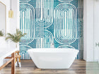 Curved Line Texture Blue Mural (Large) by Origin Murals
