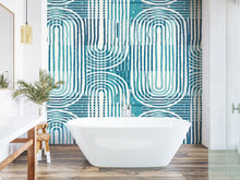 Curved Line Texture Blue Mural (Large) by Origin Murals