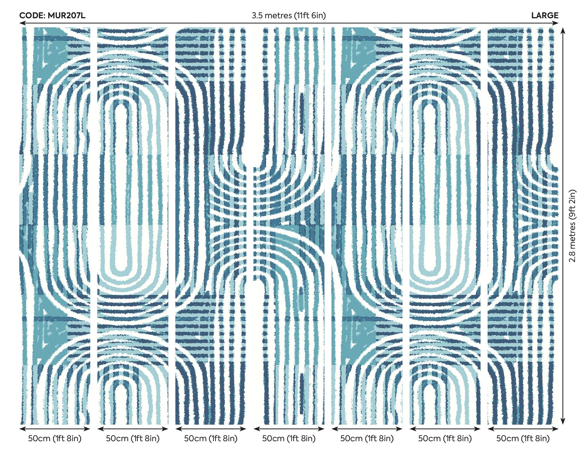 Curved Line Texture Blue Mural (Large) by Origin Murals