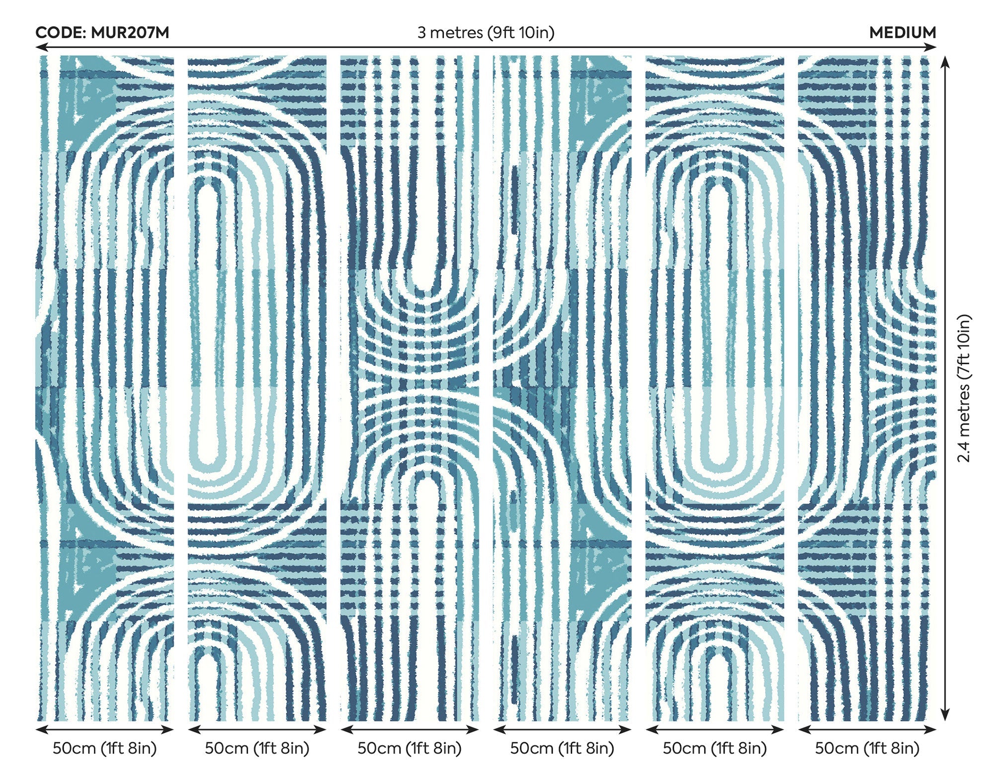 Curved Line Texture Blue Mural (Medium) by Origin Murals