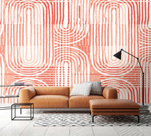 Curved Line Texture Orange Mural (Large) by Origin Murals