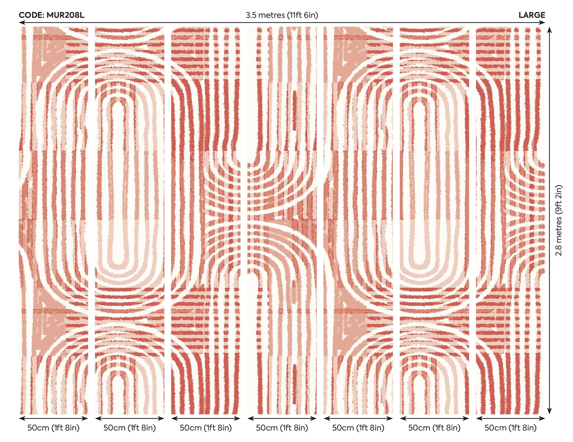 Curved Line Texture Orange Mural (Large) by Origin Murals