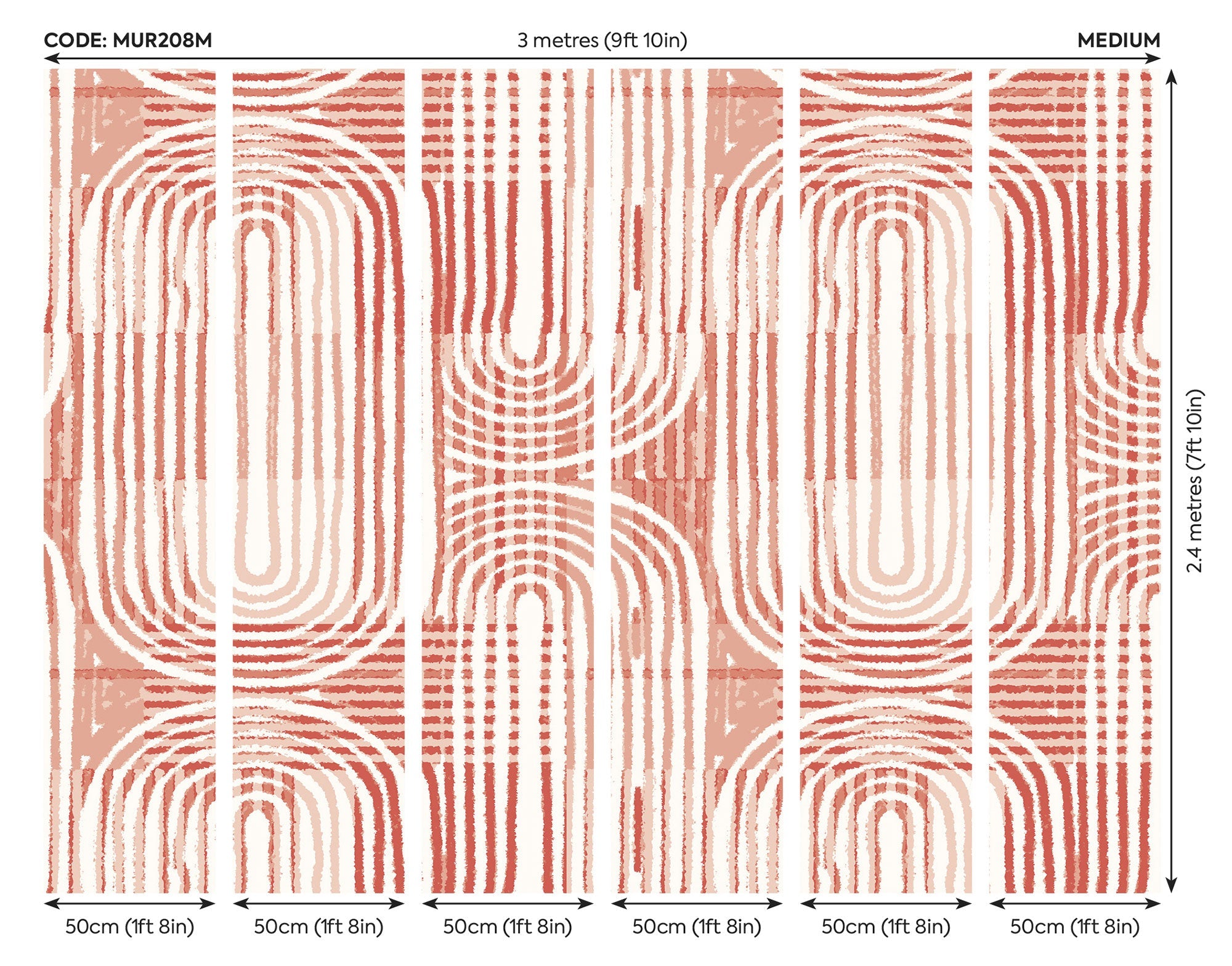 Curved Line Texture Orange Mural (Medium) by Origin Murals