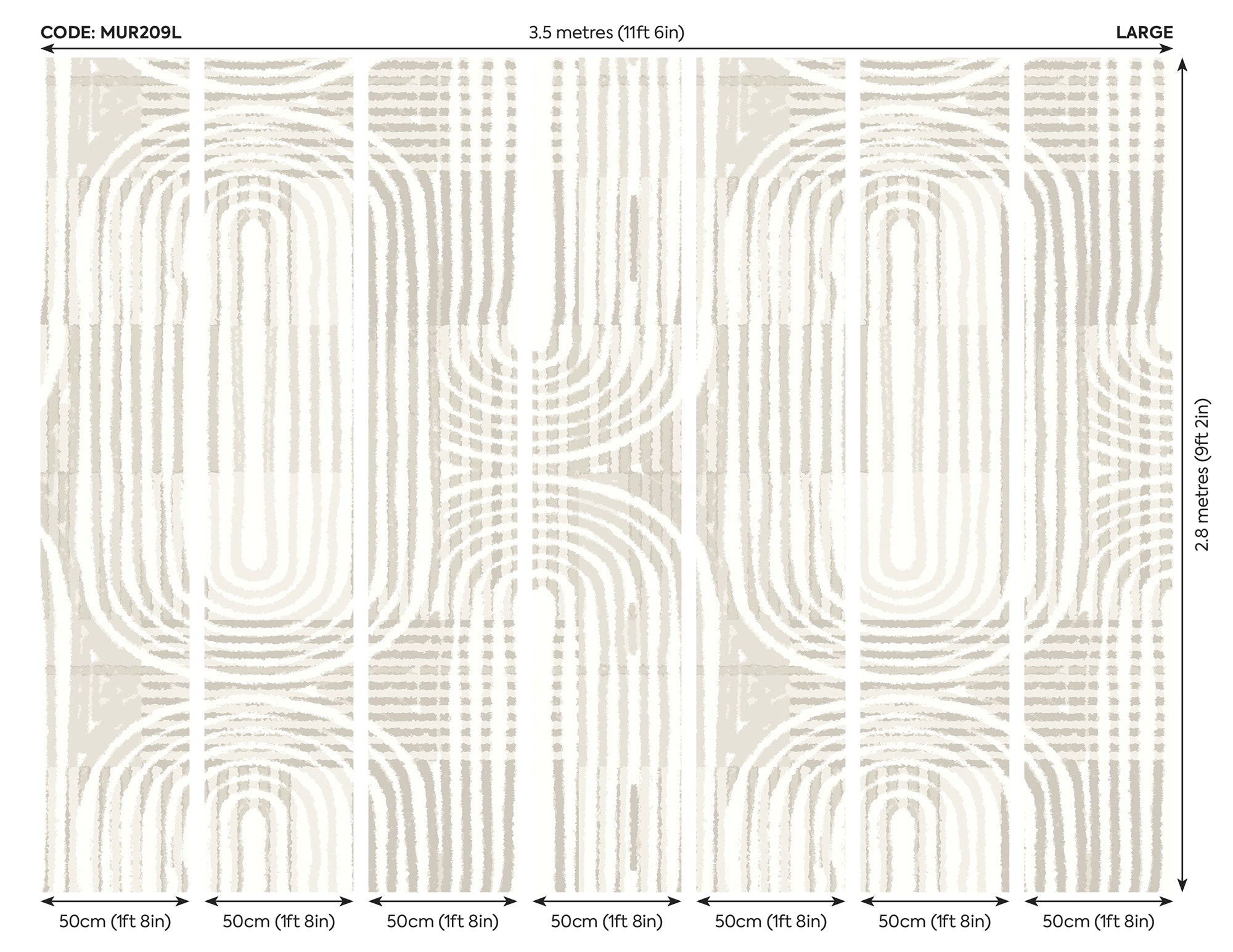 Curved Line Texture Grey Mural (Large) by Origin Murals