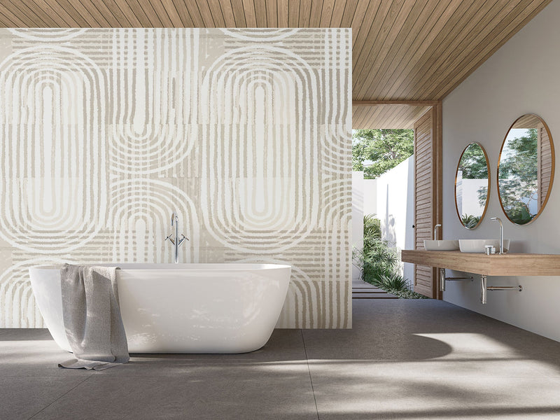 Curved Line Texture Grey Mural (Medium) by Origin Murals