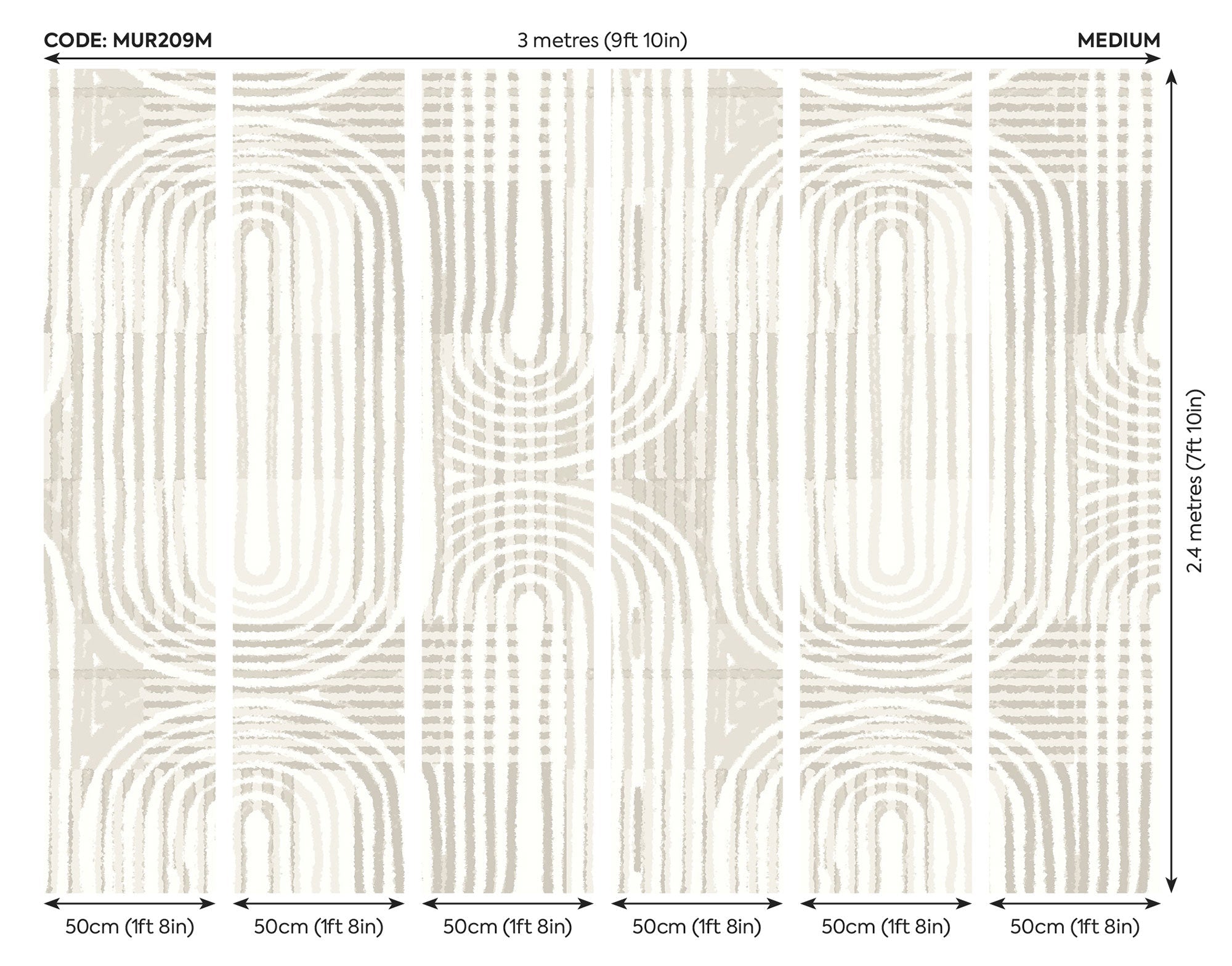 Curved Line Texture Grey Mural (Medium) by Origin Murals