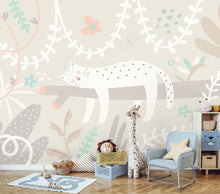 Sleeping Jungle Leopard Grey Mural (Large) by Origin Murals
