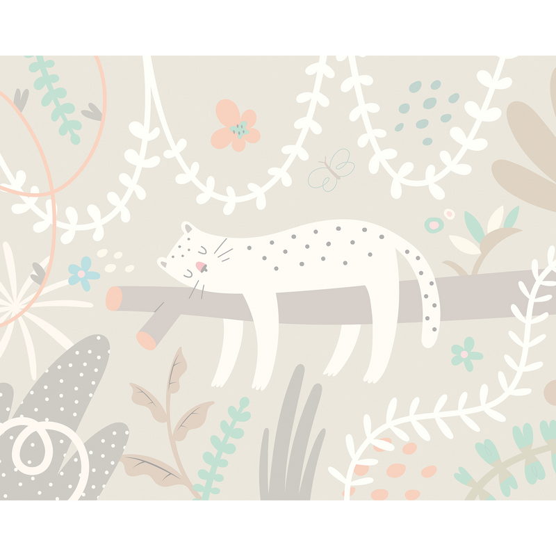 Sleeping Jungle Leopard Grey Mural (Medium) by Origin Murals