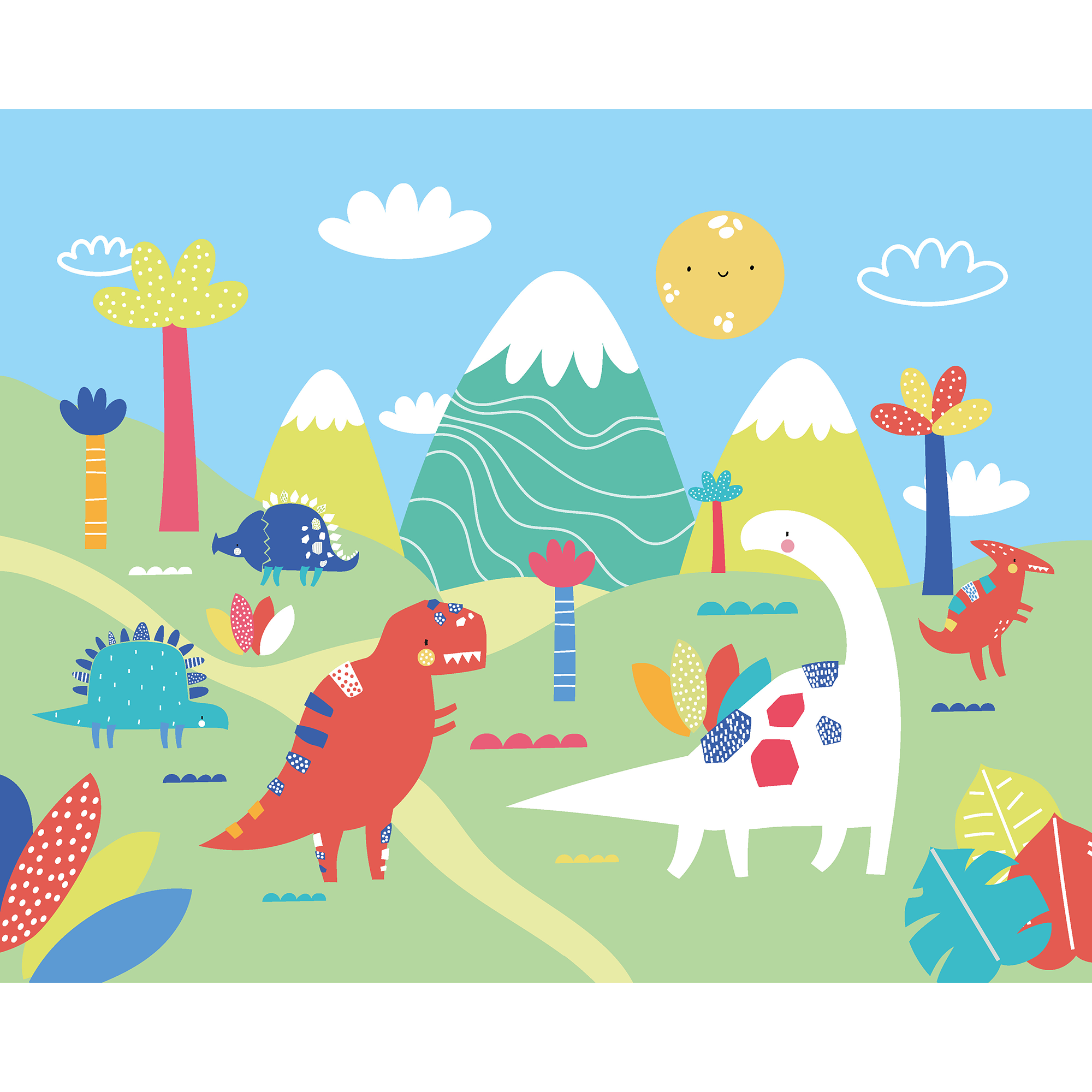 Dinosaur Land Green Mural (Large) by Origin Murals