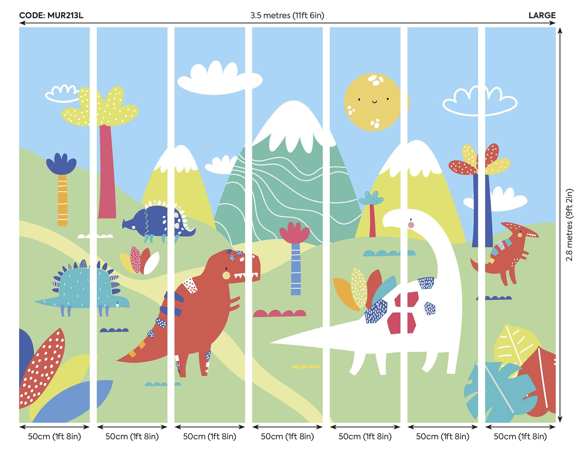 Dinosaur Land Green Mural (Large) by Origin Murals