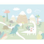 Dinosaur Land Pale Green Mural (Large) by Origin Murals