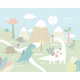 Dinosaur Land Pale Green Mural (Large) by Origin Murals