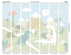 Dinosaur Land Pale Green Mural (Large) by Origin Murals