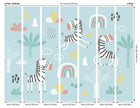 Dancing Zebras Blue Mural (Large) by Origin Murals