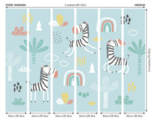 Dancing Zebras Blue Mural (Medium) by Origin Murals