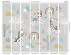Dancing Zebras Grey Mural (Large) by Origin Murals